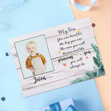 Load image into Gallery viewer, Custom Crochet Doll from Photo Handmade Look alike Dolls Gifts for Son with Personalized Name Card