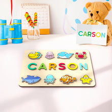 Load image into Gallery viewer, 动物版名字拼图积木追销带钉