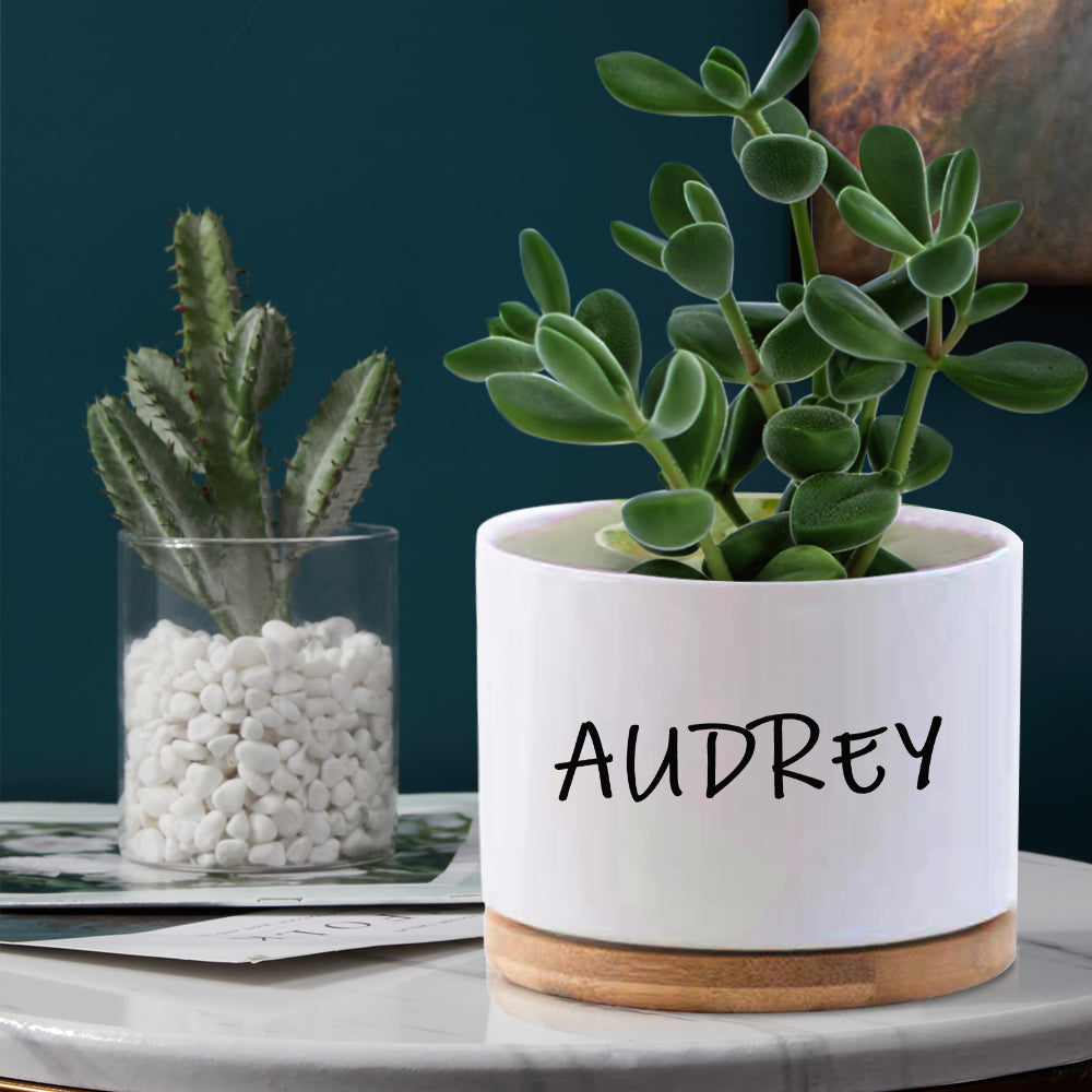 Custom Name Ceramic Flower Planter Pot Personalized Succulent Plant Pot