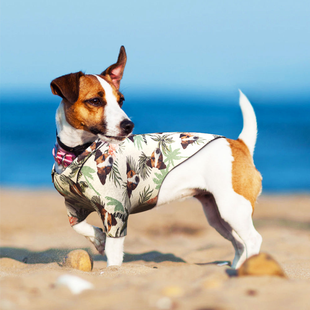 Custom Hawaiian Dog Shirt Personalized Coconut Tree Print Pet Beach Shirt Clothes Gift for Pets