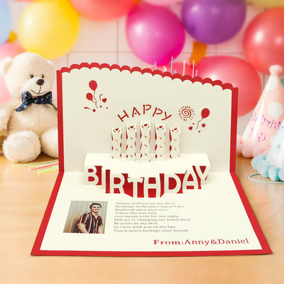 Custom Name 3D Pop Up Birthday Cards Personalized Photo Happy Birthday Pop Up Greeting Card