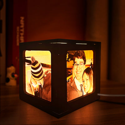 Custom Photo Cube Box Light Personalized Wooden Photo Frame Night Light Gift