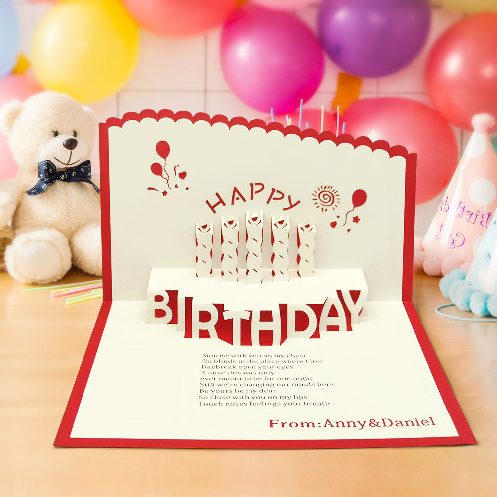 Custom 3D Pop Up Birthday Cards Personalized Name Happy Birthday Pop Up Greeting Card