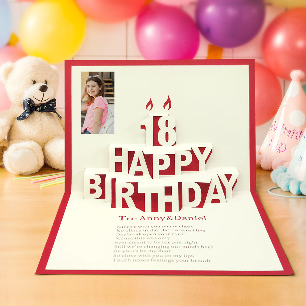 Custom Creative Photo 3D Pop Up Birthday Cards Personalized Age Happy Birthday Pop Up Greeting Card