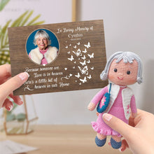 將圖片載入圖庫檢視器 In Loving Memory Personalized Crochet Doll Gifts Handmade Mini Dolls Look alike Your Photo with Custom Memorial Card
