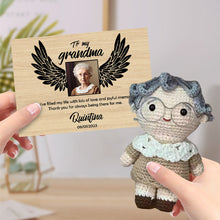 將圖片載入圖庫檢視器 Personalized Crochet Doll Handmade Dolls Look alike Custom Photo with Memorial Card To My Grandma or Grandpa
