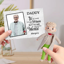 將圖片載入圖庫檢視器 Custom Crochet Doll Handmade Mini Dolls Look alike Your Photo with Personalized Card Gifts for Father
