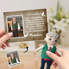 將圖片載入圖庫檢視器 Custom Crochet Doll from Photo Handmade Look alike Dolls with Personalized Name Card Birthday Gifts for Grandpa
