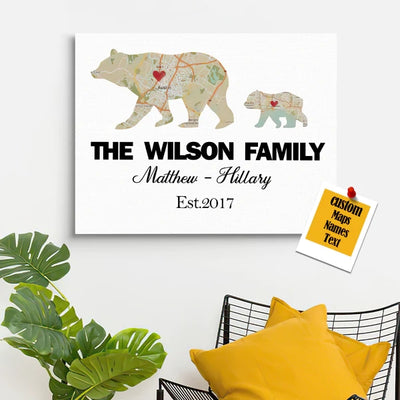 定制-单亲熊地图刻字油画-CYH5150