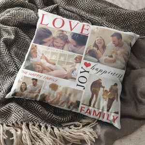 Custom Photo Pillow Love Joy Family Pillow Gifts for Family(Square)