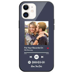 Custom Spotify Code Music Plaque iphone Case With Text Dark Blue