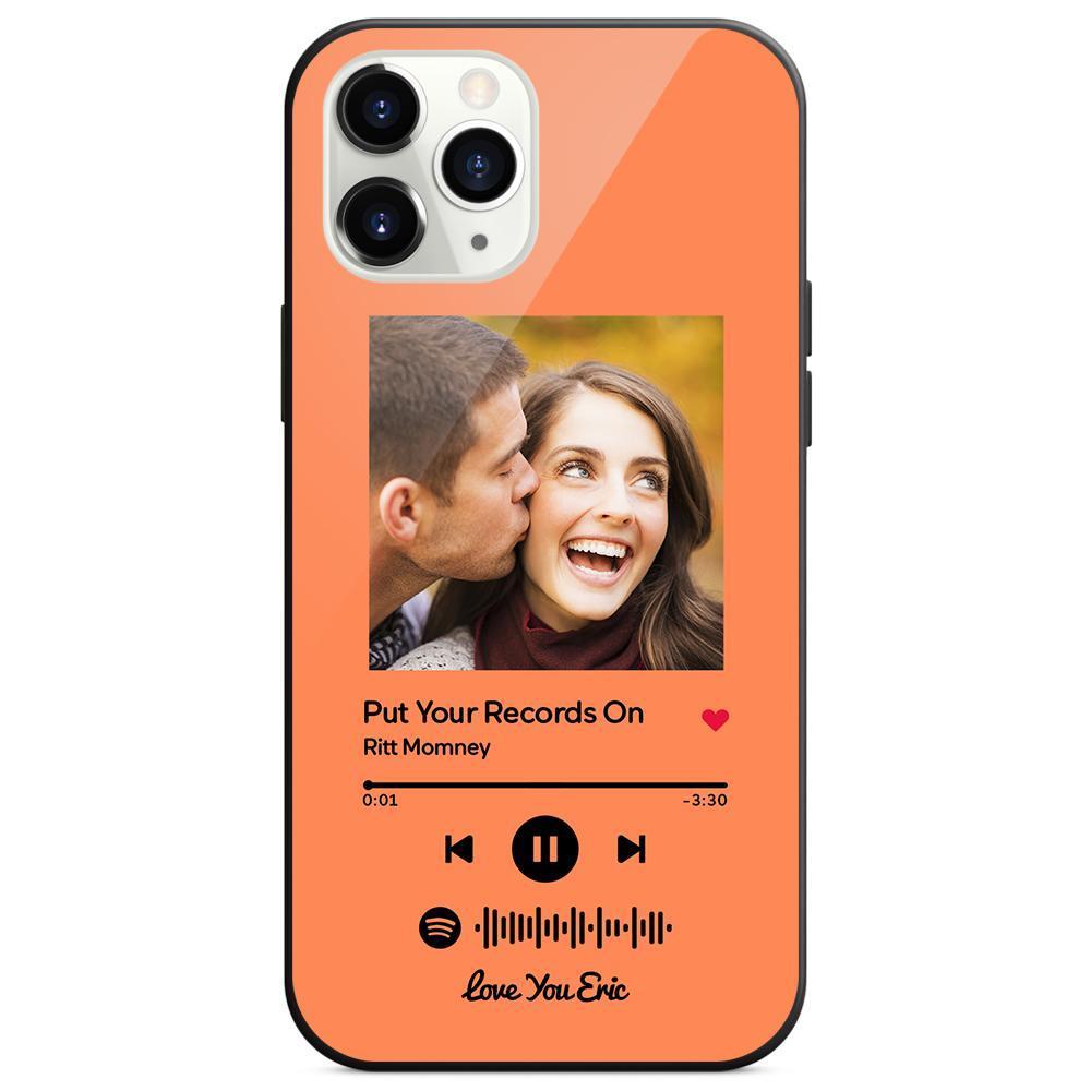 Custom Spotify Code Music Plaque iphone Case With Text Orange