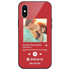Custom Spotify Code Music Plaque iphone Case With Text Red