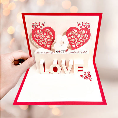 Custom Name 3D Pop-Up Card Personalized Heart Pop Up Greeting Card
