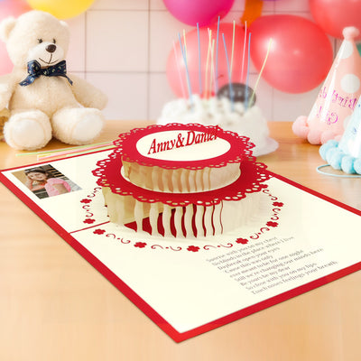 Custom Photo 3D Pop Up Birthday Cards Personalized Name Birthday Cake Pop Up Greeting Card